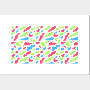 Colorful scribble pattern painted with marker on white background Posters and Art